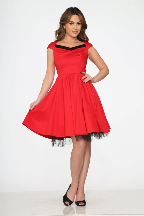 9052RedBlackTrimDress_4