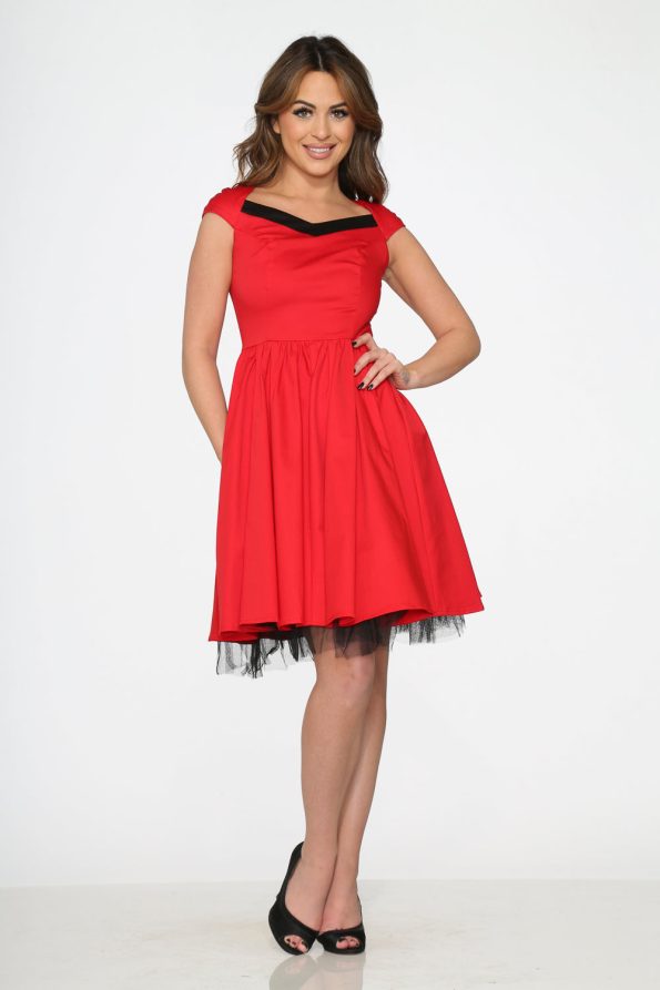 9052RedBlackTrimDress_6