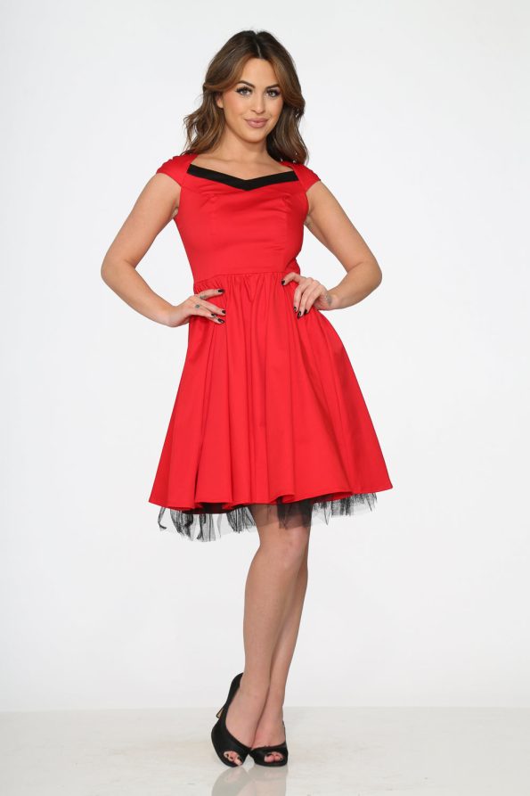 9052RedBlackTrimDress_7