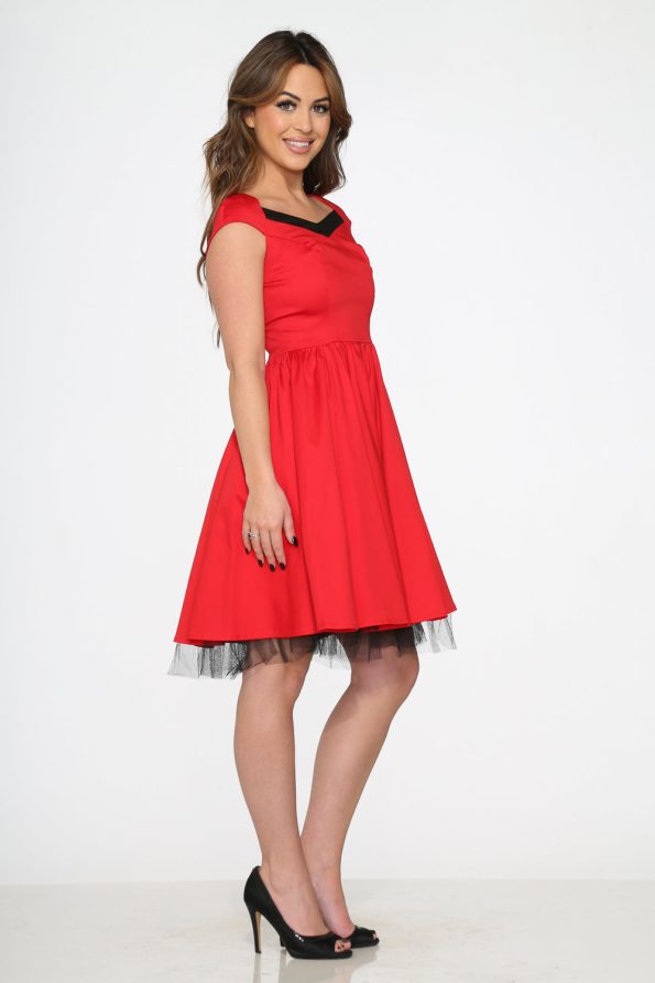 9052RedBlackTrimDress_8